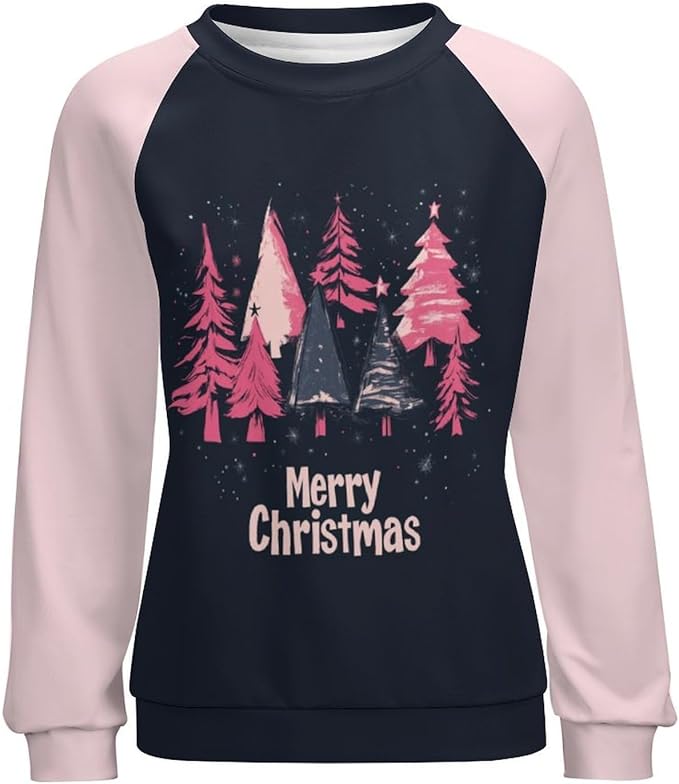 LOAIHA Christmas Sweatshirts for Women Christmas Tree Graphic Shirt Xmas Long Sleeve Merry Christmas Pullover Blouse