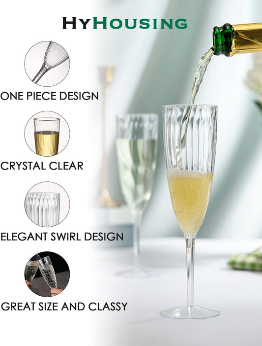 48 Plastic Champagne Flutes, Clear Disposable Plastic Champagne Glasses Reusable Wine Cocktail Cups for Home Daily Life Party Wedding Toasting Drinking Birthday,New Years Eve Party Supplies 2025