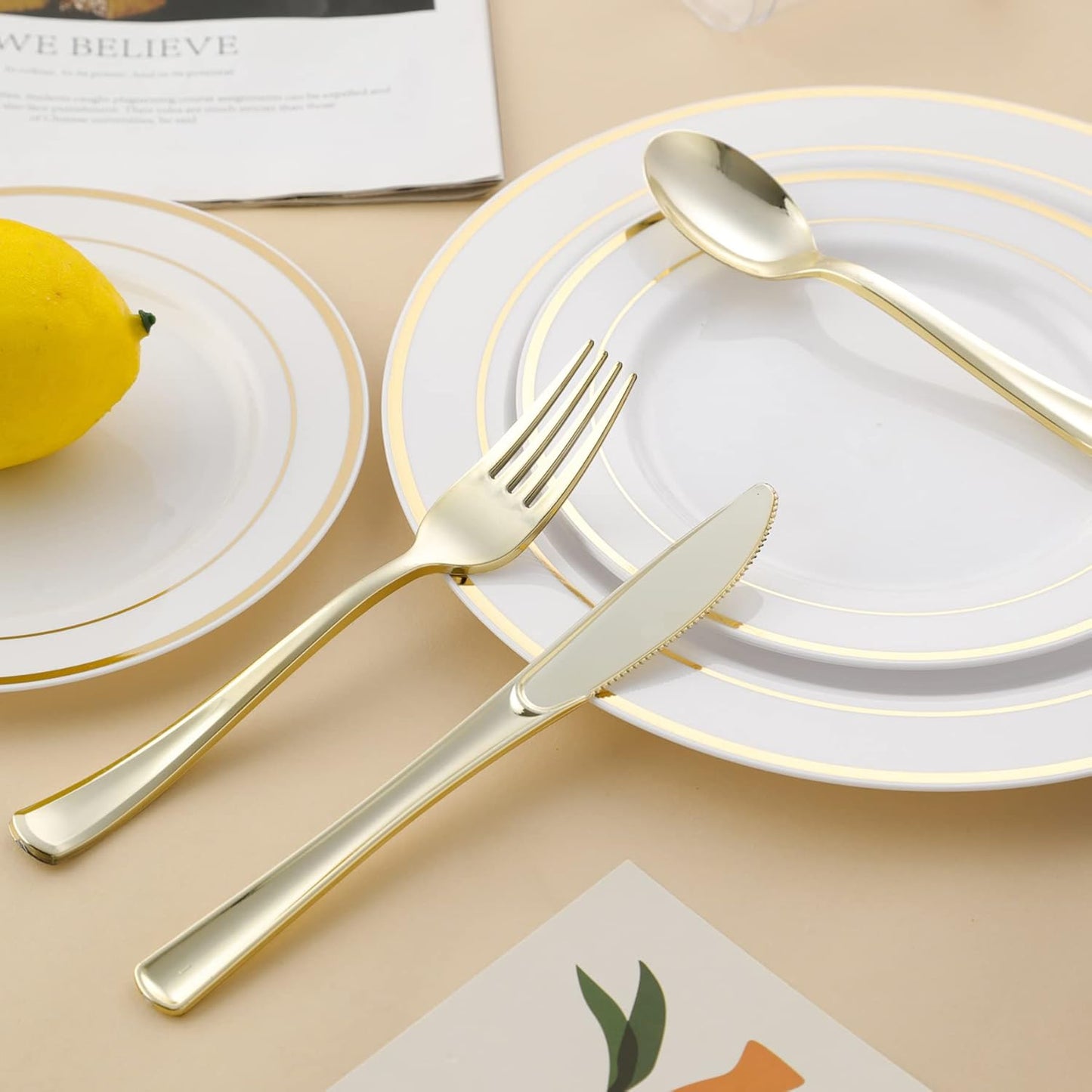 N9R Gold Plastic Forks 72Pcs – Heavy Duty Disposable Flatware for Parties, Weddings & Everyday Use