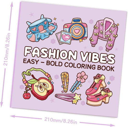 Adorable Coloring Book for Kids Ages 4–8: 40 Unique Single-Sided Pages to Prevent Bleed-Through | Thick Paper for Markers & Crayons | Screen-Free Learning Fun & Family Creative Gift (Fashion Vibes)