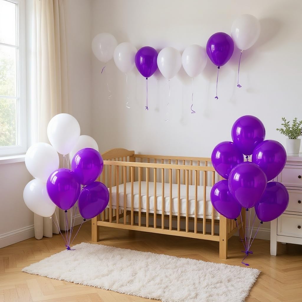 50 Pack 12 Inch Purple Latex Balloons for Party Decorations, Thick Premium Balloons for Birthday, Quinceañera, Princess Theme, Bridal Shower, Photo Backdrop, Arch & Garland, Air or Helium