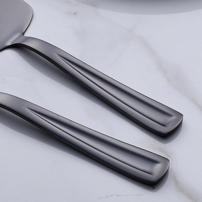 Black Pie Cake Server Set, GoGeiLi 9.3-inch Stainless Steel Dessert Server Spatula for Pizza, Pastry, Cheese, Set of 3, Dishwasher Safe