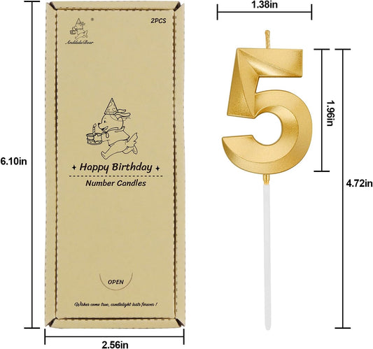 Birthday Candles, 1.96 Inch Number 50 Happy Birthday Candles, Number Candles Decoration for Birthday Party and Anniversary Celebration(Champagne Gold)