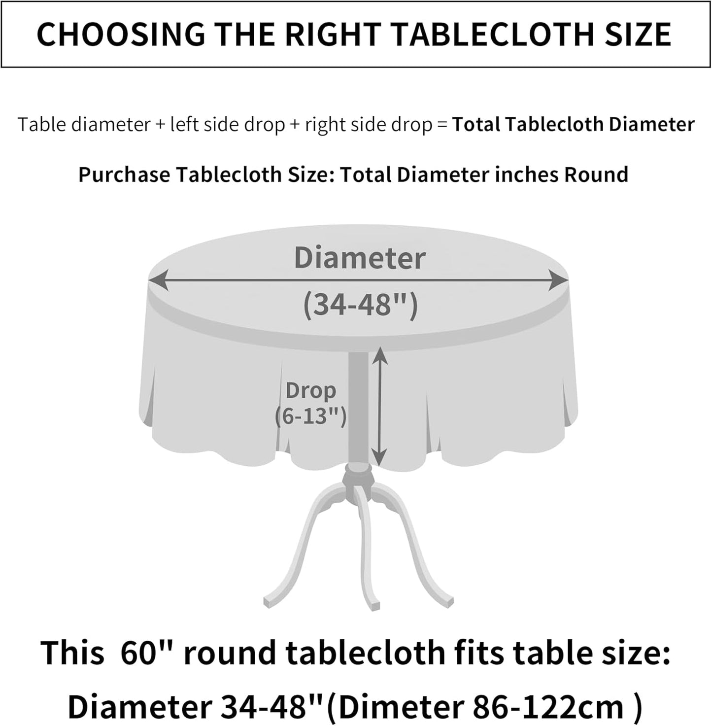 Linen Textured Round Tablecloth, Slubby Lightweight Table Cloth 60 Inch, Water Resistant Stain Resistant Farmhouse Burlap Table Cover for Kitchen Dining Room