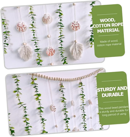 Boho Eucalyptus Leaf Wall Hanging Decor Artificial Garland Wooden Beads Decor
