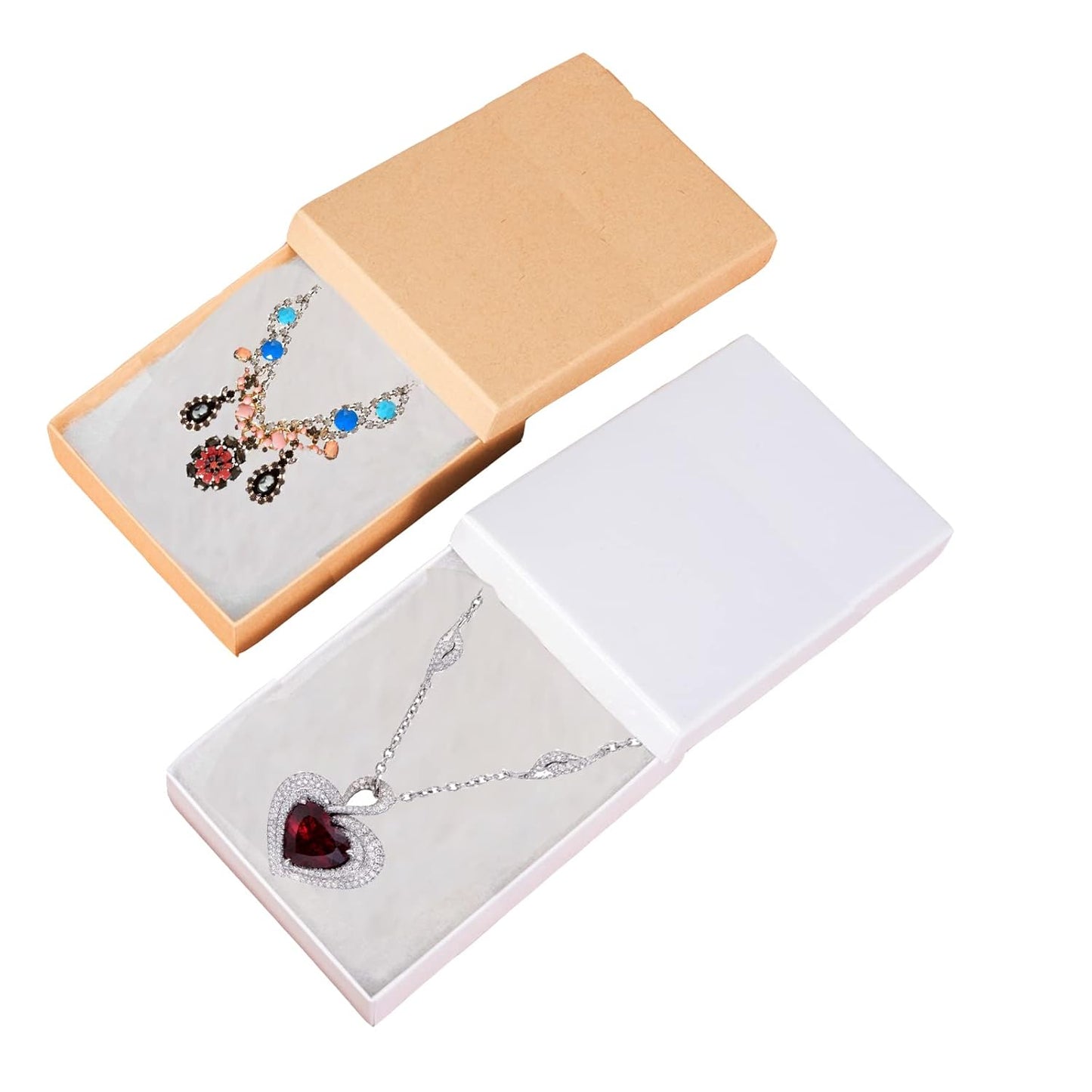 MESHA Brown Jewelry Gift Boxes with Lids 10 PC, 6x5x1 Cotton Filled Jewelry Boxes, Necklace Gift Box, Bracelet Gift Box, Earring Box, Bulk Jewelry Boxes for Shipping, Small Business, Accessories