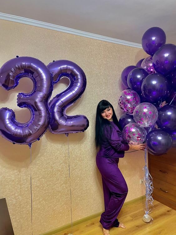 Purple Number 7 Balloon 40 Inch, 7th Birthday Party Decorations for Children, Giant 7 Foil Balloon for Party Supplies