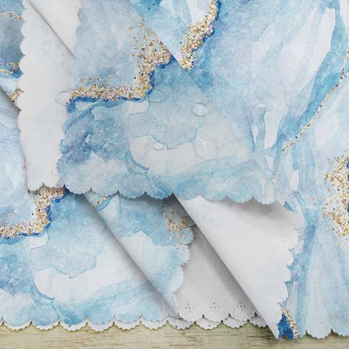 Yibeas Abstract White Blue Marble Cloth Napkins Set of 4 Soft Gold Glitter Veins Fake Stone Texture Washable and Reusable Dinner Napkins for Weddings Parties 18 x 18 inch