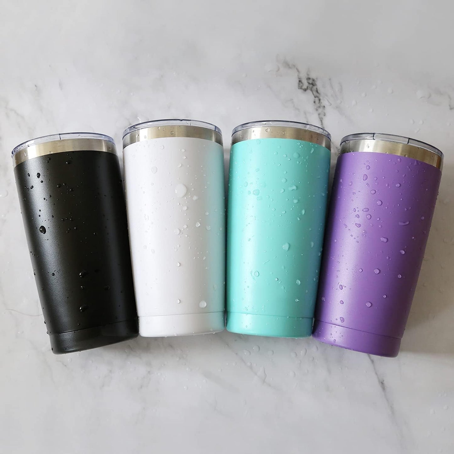 16 pack 20 oz Stainless Steel Insulated Tumbler with Straw and Lid, Double Wall Travel Coffee Mug Vacuum Insulated Bulk Tumbler, Suitable for Vehicle Cup Holders ïŒWhiteïŒ