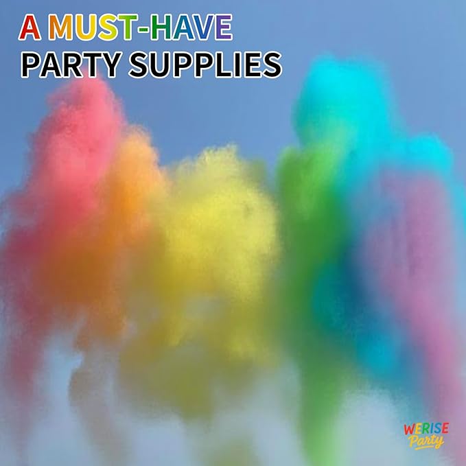 Rainbow Powder Cannon Poppers, WERISE Party Biodegradable Smoke Poppers Cannon 12 Inch Smoke Bombs for Photography, Celebrations, Festivals, Parties and Valentines Day 6 Pack