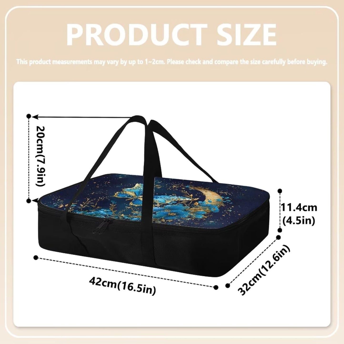 Blue Butterfly Insulated Casserole Carriers for Hot or Cold Food - Perfect for Beach Parties & Picnics