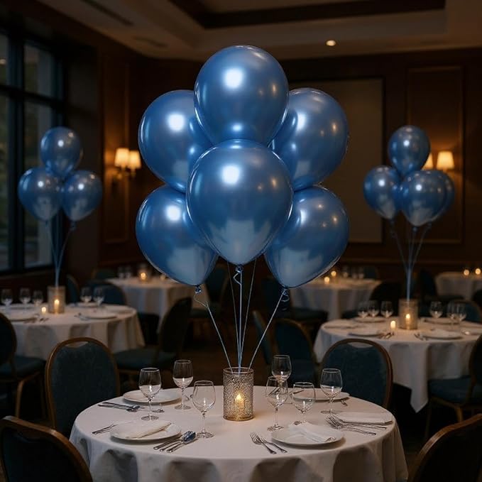 50 Pcs 12 Inch Metallic Blue Balloons, Chrome Blue Latex Balloons for Party Decorations, Shiny Royal Blue Balloons for Boys Birthday, Baby Shower, Graduation, Wedding, Anniversary
