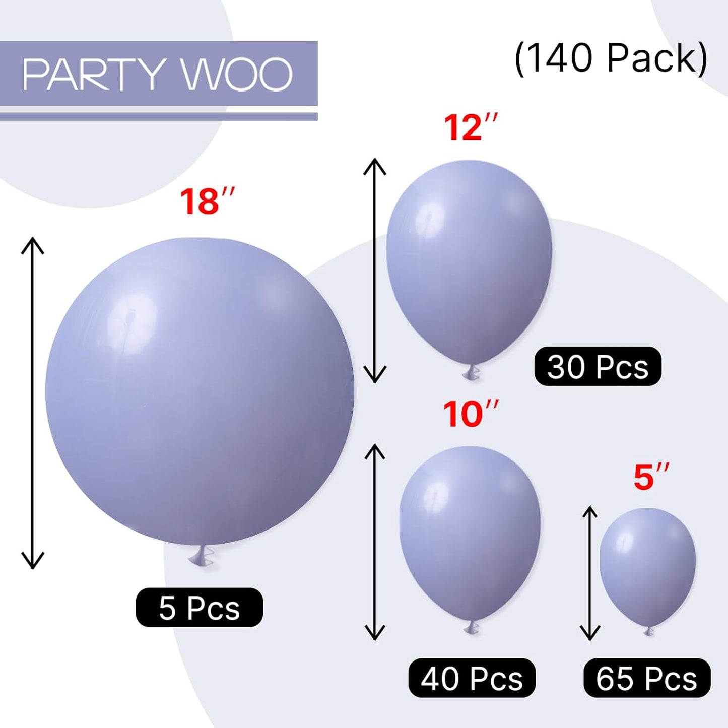 PartyWoo Dusty Blue Balloons 140 pcs Different Sizes of 18 12 10 5 Inch Boho Blue Latex Helium Balloon Arch Kit Garland for Graduation Wedding Baby Shower Birthday Party Decorations Blue-F16
