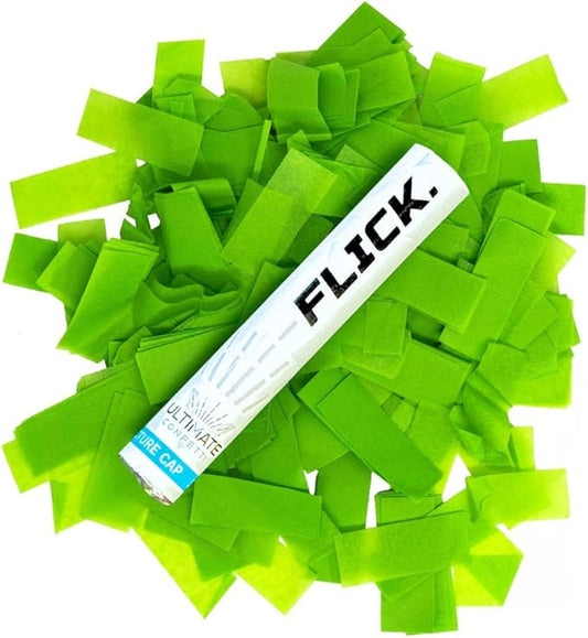 Ultimate Confetti - 8 Pack Green Confetti Wands - Handheld 6" Biodegradable Tissue Paper Confetti Flick Flutter Sticks For Wedding, Birthday, Parties & Live Events - 1 Handful, 0.5 oz Each Stick