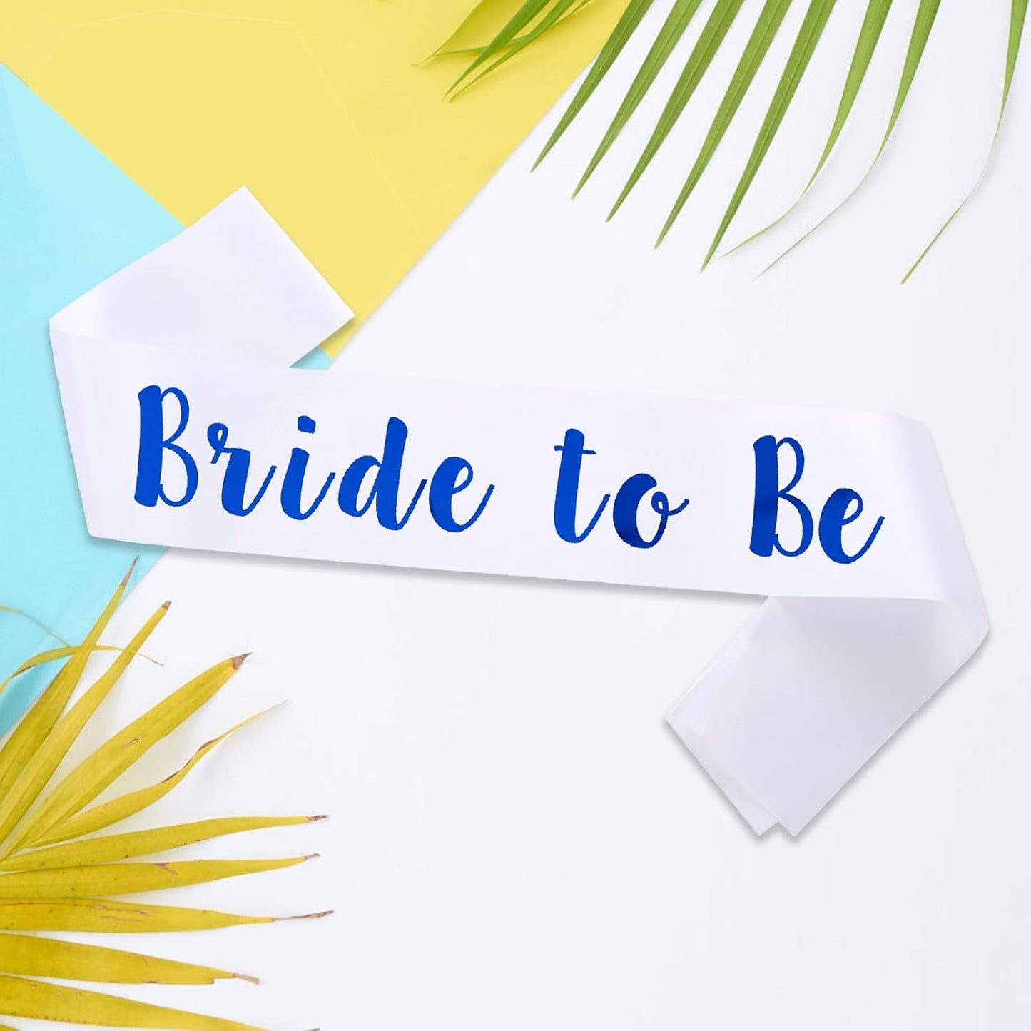 Bride to Be Sash, White Bachelorette Sashes Engagement Gifts for Bachelorette Party, Bridal Shower & Wedding Party, Royal Blue Letter