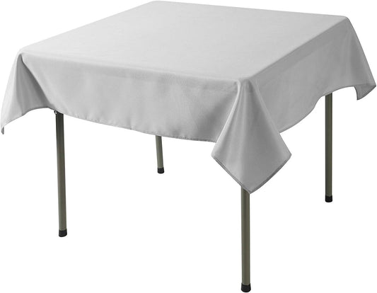 Cupuamon Square Tablecloth 52x52 inch Washable Polyester Fabric Table Cloth for Wedding Party Dining Banquet Decoration(52x52,Silver)