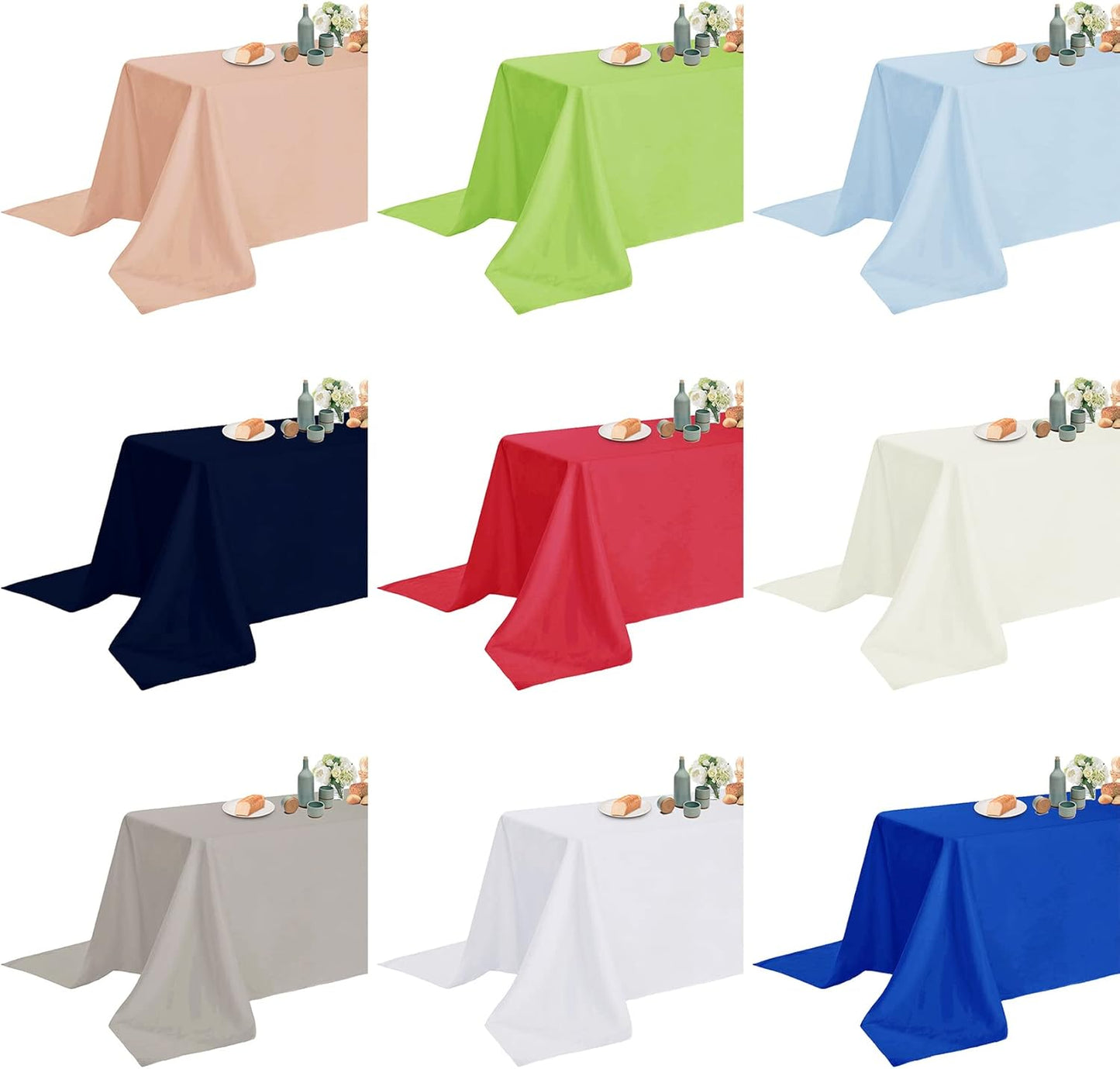 Fokitut 2 Pack Waterproof Square Tablecloth, 90x90 Inch, Stain Resistant and Wrinkle Polyester Table Cloth, Fabric Table Cover for Kitchen Dining, Wedding, Party, Holiday Dinner-Ivory