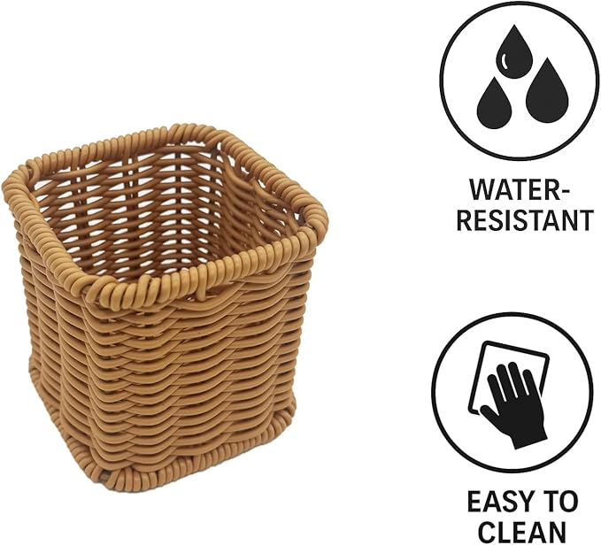 Rattan Pencil Holder, Handmade Woven Pen cup, Remote Control Holder, Utensil Cutlery,Desk Accessories (2)