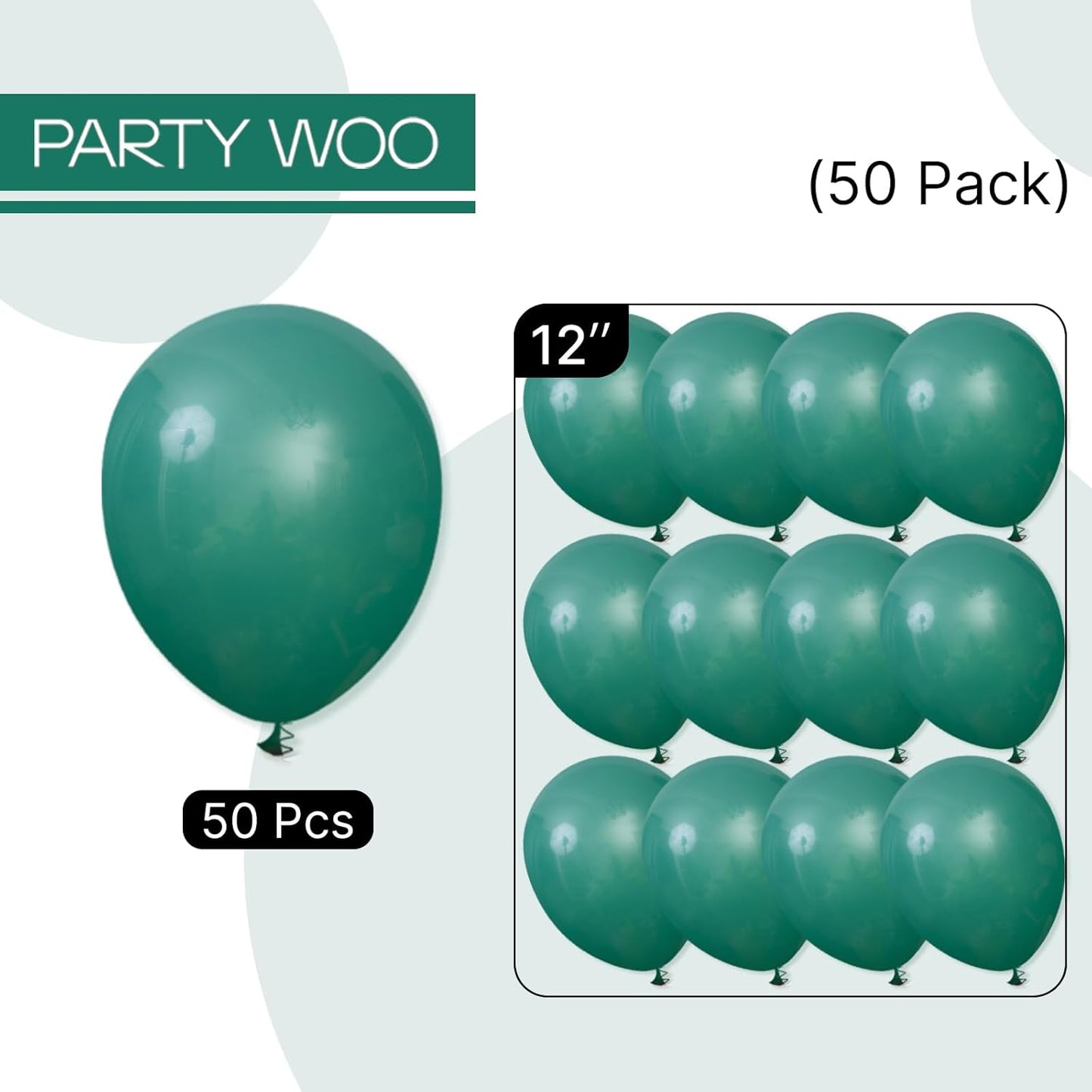 PartyWoo Dark Green Balloons 50 pcs 12 Inch and 120 pcs 5 Inch Hunter Emerald Forest Green Latex Helium Balloons for Graduation Christmas Mardi Gras Jungle Safari Birthday Party Decorations Green-F14
