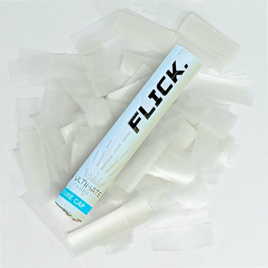 Ultimate Confetti - 8 Pack White Dissolving Rice Paper Confetti Wands - Handheld 6" Water Soluble Confetti Flick Flutter Sticks For Wedding, Parties & Live Events - 1 Handful, 0.5 oz Each Stick