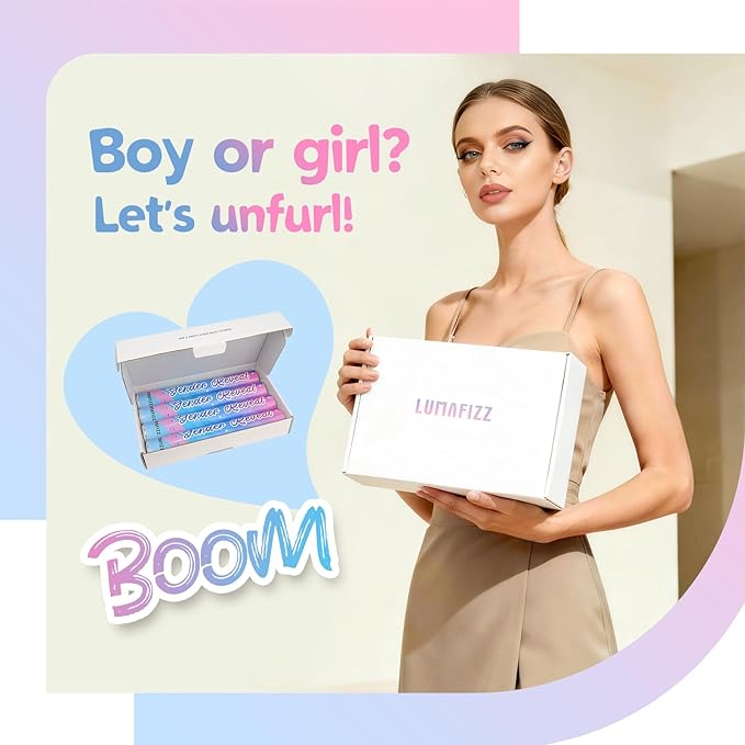 12Inches 4Pcs Gender Reveal Confetti Cannon - Biodegradable Powder & Heart Shaped Confetti Poppers - Blue, 4 Pack - Baby Boy Gender Reveal Smoke Bombs - Powder Cannon Party Poppers Blue Party Supplies