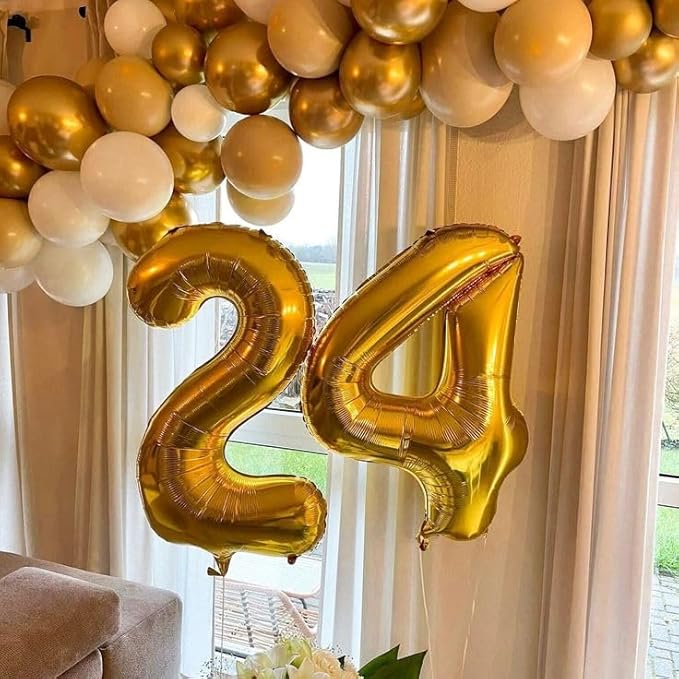 Gold Number 17 Balloon 40 inch, 17 Number Balloons, 17th Gold Birthday Decorations, 17 Year Old Girls Boys Golden Party Supplies