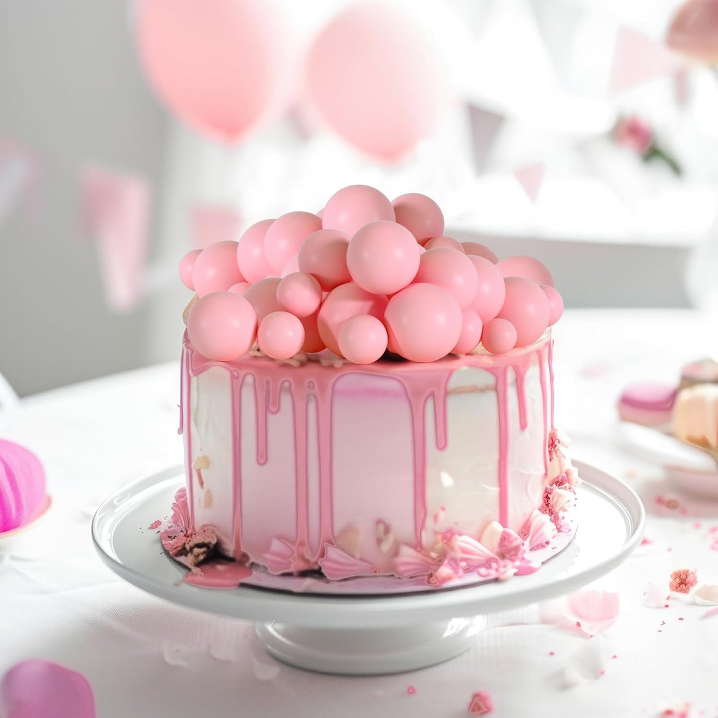 75 Pieces Light Pink Cake Balls Topper Decorations Foam Cupcake Topper Mini Balloon Cake Topper Balls Cake Picks for Cake Deco Birthday Party Wedding