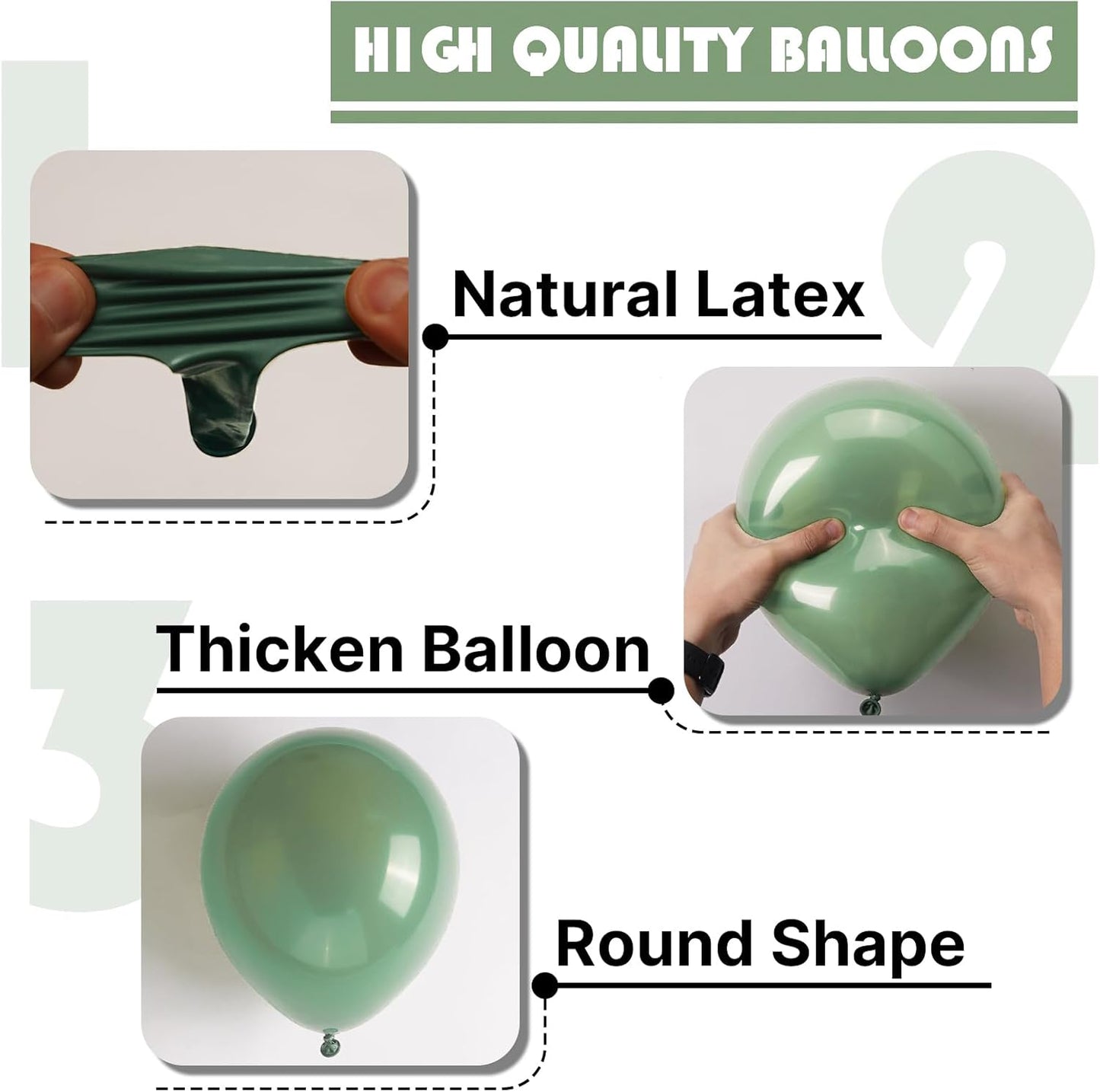 PartyWoo Dusty Green Balloons 50 pcs 5 Inch Small Mini Matte Sage Olive Boho Green Eucalyptus Latex Balloons for Wedding Baby Shower Gender Reveal Birthday Graduation Party Decorations Green-F03