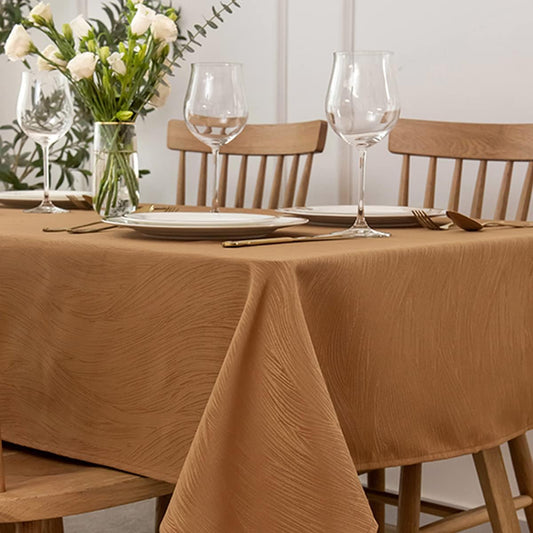 maxmill Harvest Jacquard Tablecloth Swirl Design Water Resistance Antiwrinkle Heavy Weight Soft Table Cloth for Fall Harvest Thanksgiving Parties Event Dinner Rectangle 60 x 84 Inch, Fall Leaf