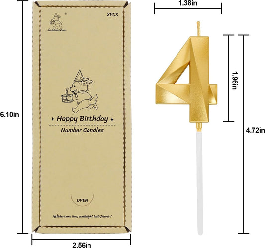 Birthday Candles, 1.96 Inch Number 40 Happy Birthday Candles, Number Candles Decoration for Birthday Party and Anniversary Celebration(Champagne Gold)