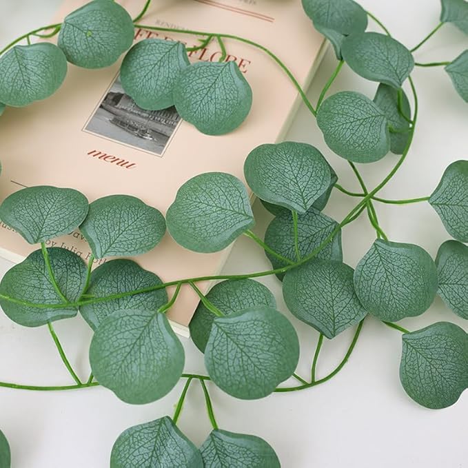 Eucalyptus Garland,Artificial Eucalyptus Leaves Table Greenery Garland Wreath Vines for Wedding Party Table Fireplace Bedroom Wall Room Decor (4PCS)