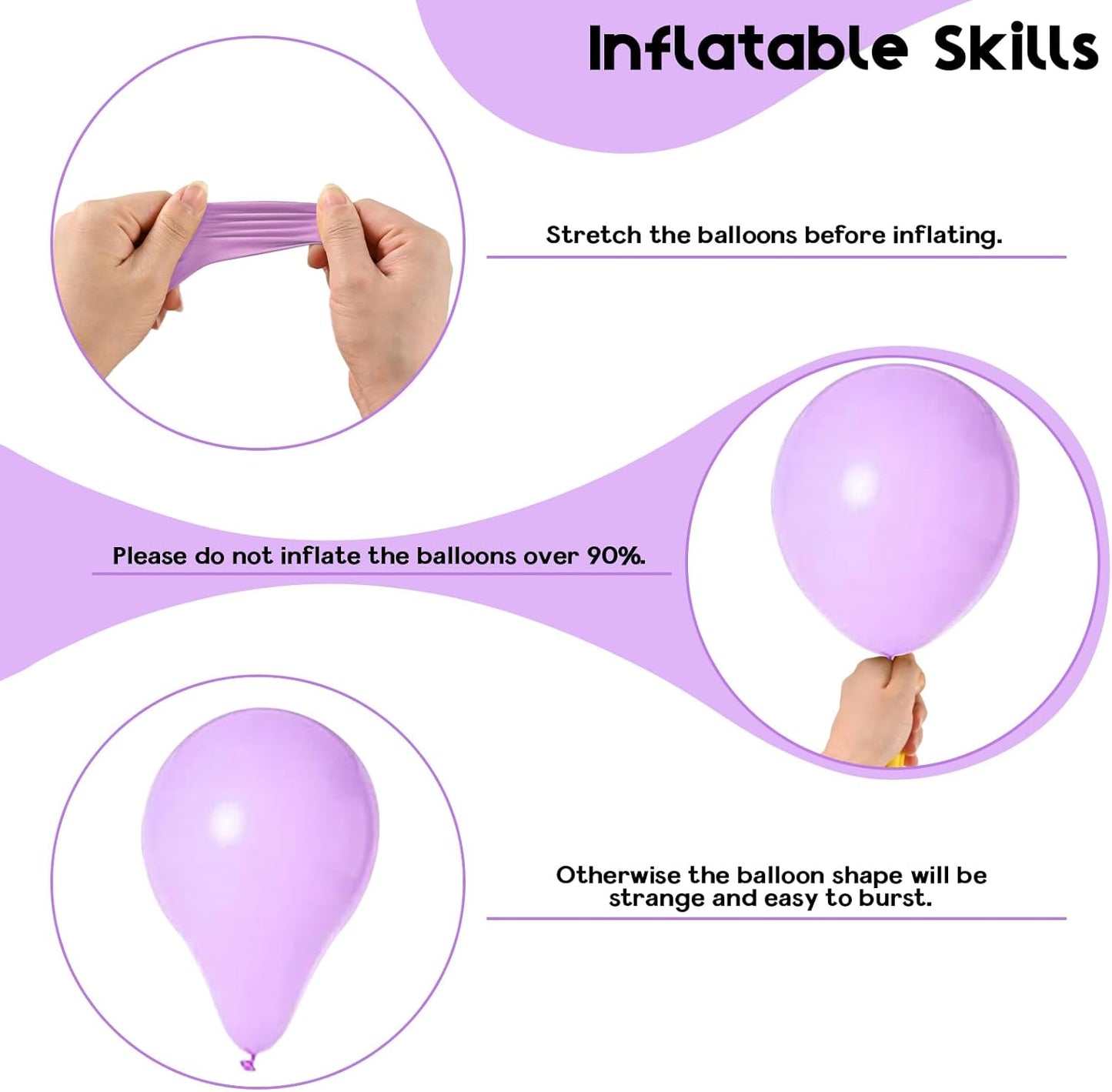 Purple Balloon Set - 50pcs 12inch Metallic and Pastel Latex Helium Balloons With Confetti - Dark, Lavender, Lilac - Birthday Party, Bride Shower, Wedding Decorations