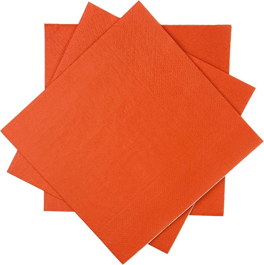 Orange Red Cocktail Napkins 5 * 5inch disposable Beverage Napkin paper for Cocktail, Wedding, Dinner,Birthday Party Dessert Wine Paper Napkins( 120 Count)