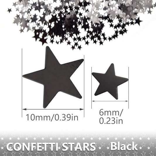 Ruidee 60g Star Confetti Metallic Foil Stars Table Confetti Metallic Foil Stars Sequin for Halloween Birthday Wedding Festival Party DIY(ZX/Black)