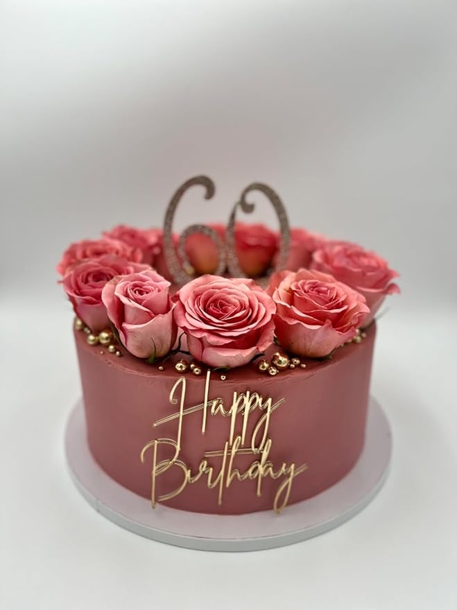 Happy Birthday Cake Topper, Gold Acrylic Birthday celebration Cake Decoration,Birthday Themed Party Decorations Supplies Perfect Keepsake for your family and friends
