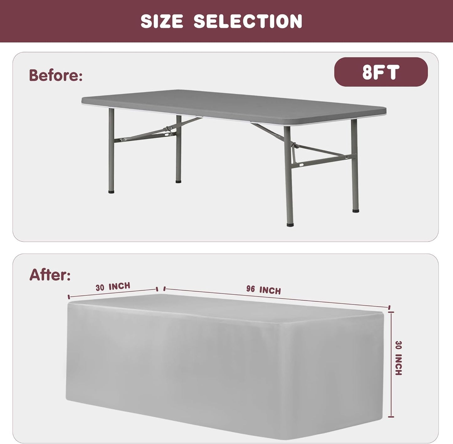 HolidayIdeas Fitted Table Covers - 96 x 30 Inch - 2 Pack Rectangle Tablecloths for 8 Foot Folding Tables, Butter Cream Polyester Fabric Tablecloth for Parties, Holiday Dinner, Wedding, Trade Show,