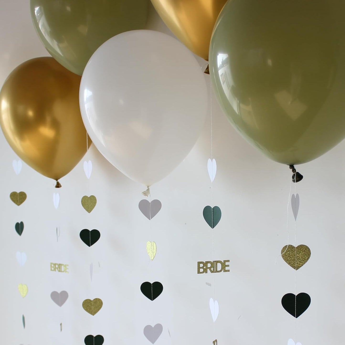 Sage Green Bride to Be Decorations Gold/Green/White Heart Bride to Be Garland with Balloons for Bridal Shower Bachelorette Party
