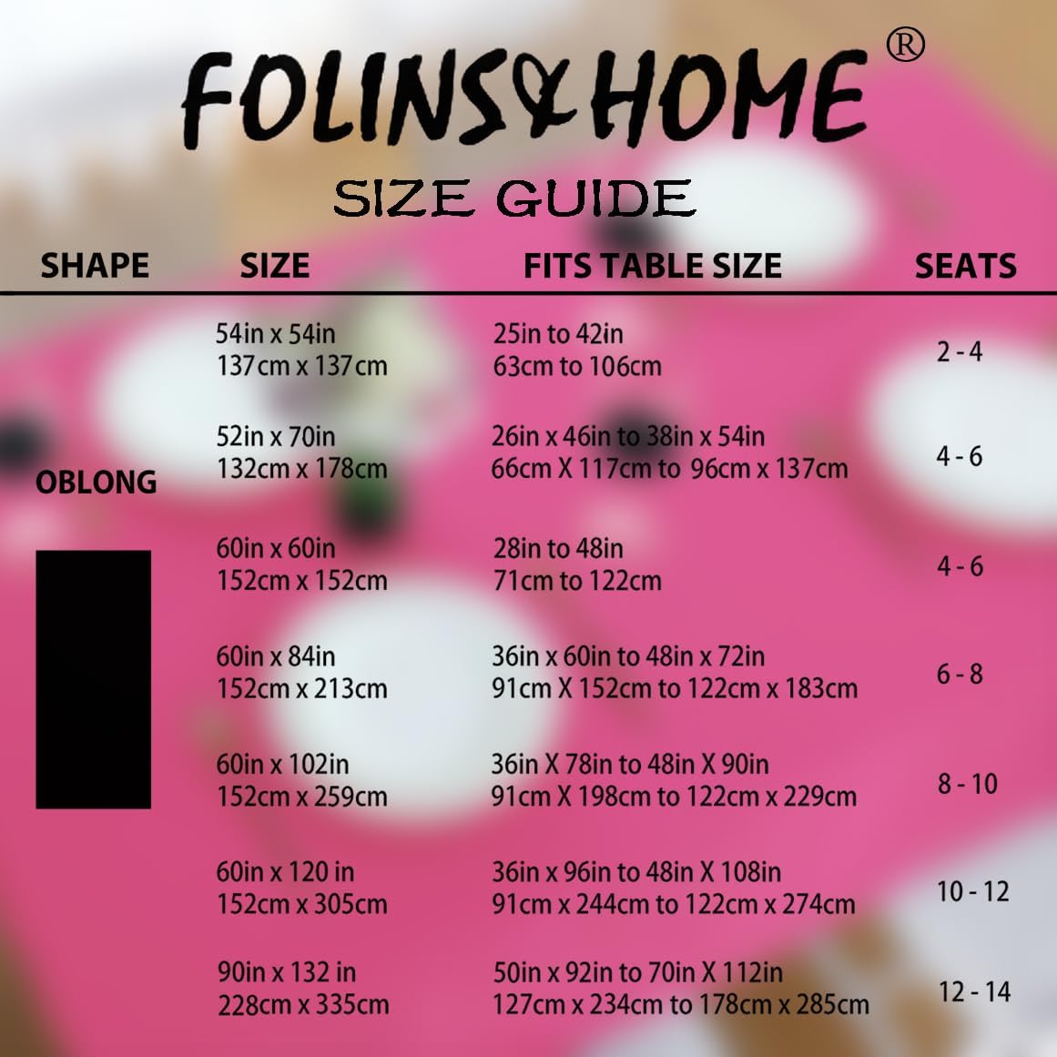 FOLINS&HOME Hot Pink Rectangle Tablecloth - 60 x 84 Inch Fuchsia Wrinkle Free Waterproof Polyester Table Cloths, Spillproof Heavy Duty and Washable Table Cover for Party, Banquet, Oblong/Rectangular