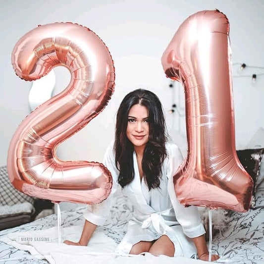 2 Numbers Balloon 40 Inch Rose Gold Two Balloon Number Birthday Decor, 2nd 12 21st Party Celebration Decorations Graduations Wedding Baby Shower
