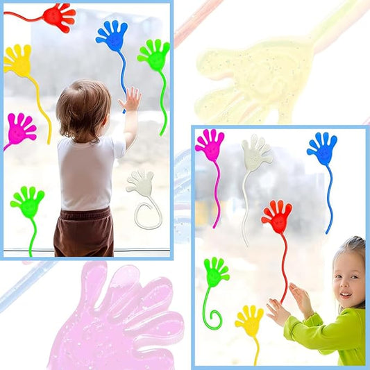 Adorox 72 Pieces Vinyl Glitter Sticky Hands Party Favor Birthday Gifts Toys Goodies (1 1/4" Long)