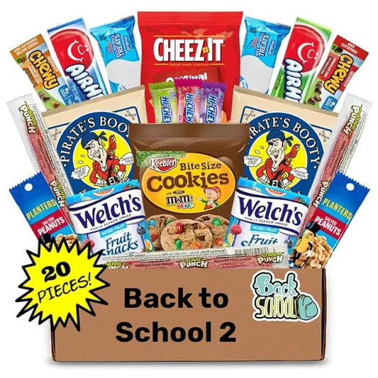 Hangry Kits Back to College Snack Box – 20-Piece Assorted Snack Care Package for Students – College Essentials for Dorm Life, Studying, Exams, or Gifts – Sweet & Savoury Variety Pack (Back to School 2)