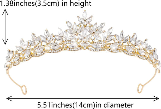 Crystal Tiaras & Crowns for Women, Bride Royal Queen Headband Princess Headpieces for Birthday Cake Crown & Prom Pageant Party
