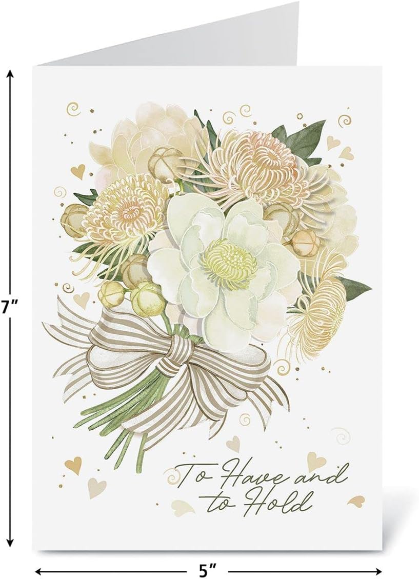 Current Wedding Stripes Congratulations Bride & Groom Greeting Cards by Nicoll Tamarin - Set of 8 (4 Designs), Large 5" x 7", Sentiments Inside, includes White Envelope