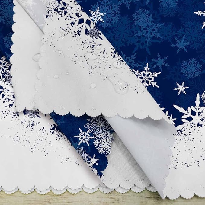 Yibeas Merry Christmas Snowflake Cloth Napkins Set of 4 Soft Winter Blue Frosty Snow Christmas Polyester Dinner Square Napkin for Family Restaurant Weddings Parties 18 x 18 inch