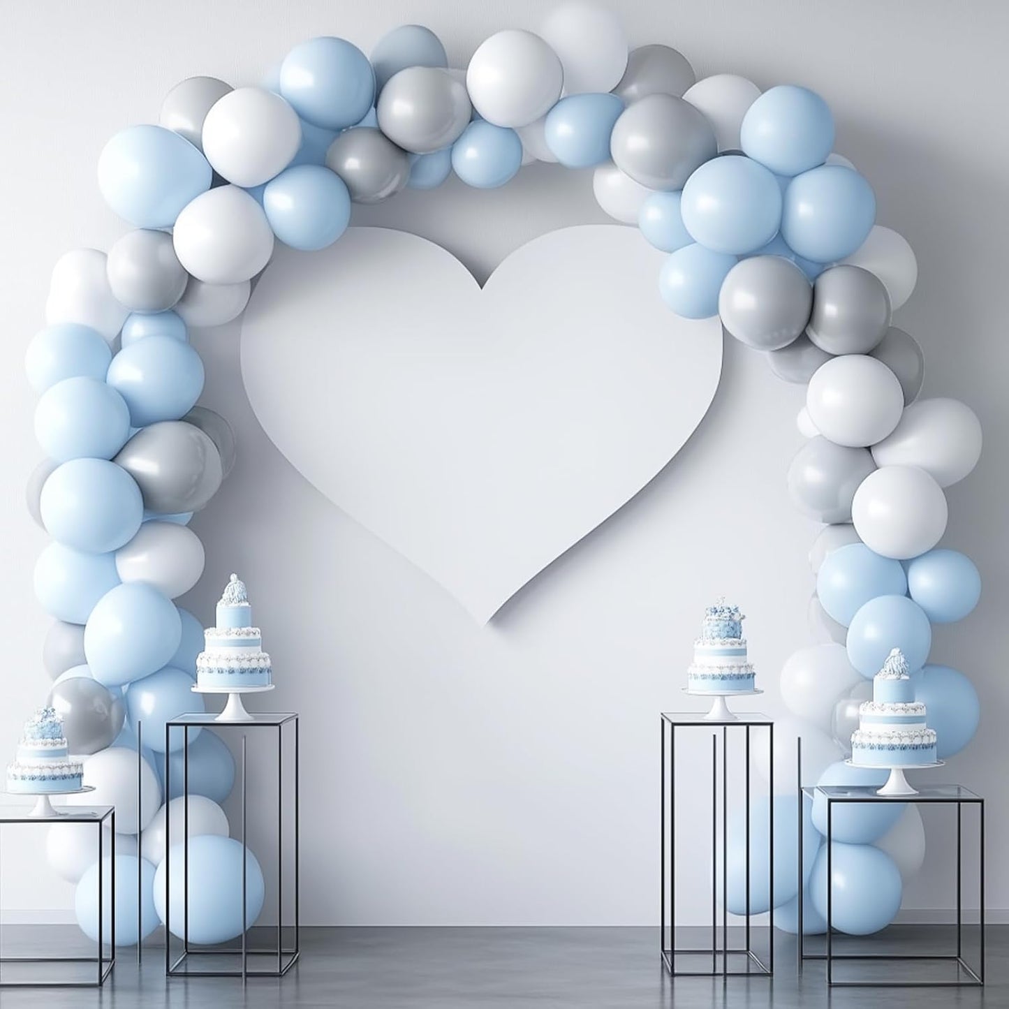 RUBFAC 129pcs Gray Balloons Different Sizes 18 12 10 5 Inches Matte Grey Latex Balloon Garland Arch Kit for Birthday Party Graduation Baby Shower Wedding Holiday Decoration