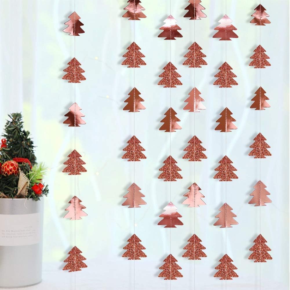 Sparkly Paper Christmas Tree Garland Kit for Home Party Decoration (Rose Gold)