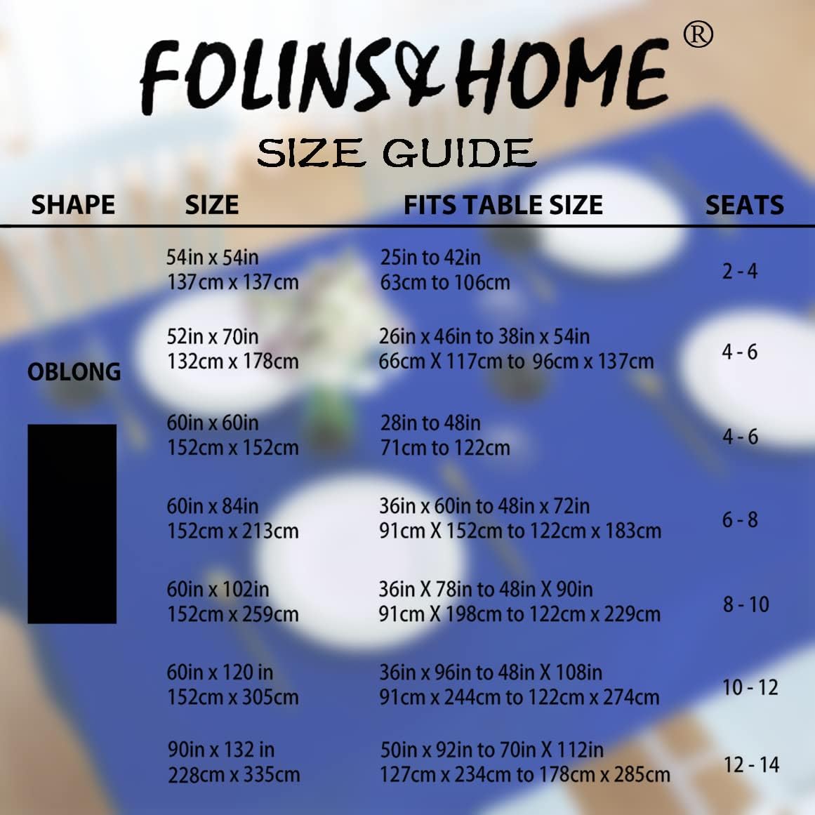 FOLINS&HOME Royal Blue Rectangle Tablecloth 60 x 102 Wrinkle Free Waterproof Polyester Table Cloths, Spillproof Heavy Duty and Washable Table Cover for Party Banquet Indoor Outdoor-Oblong/Rectangular