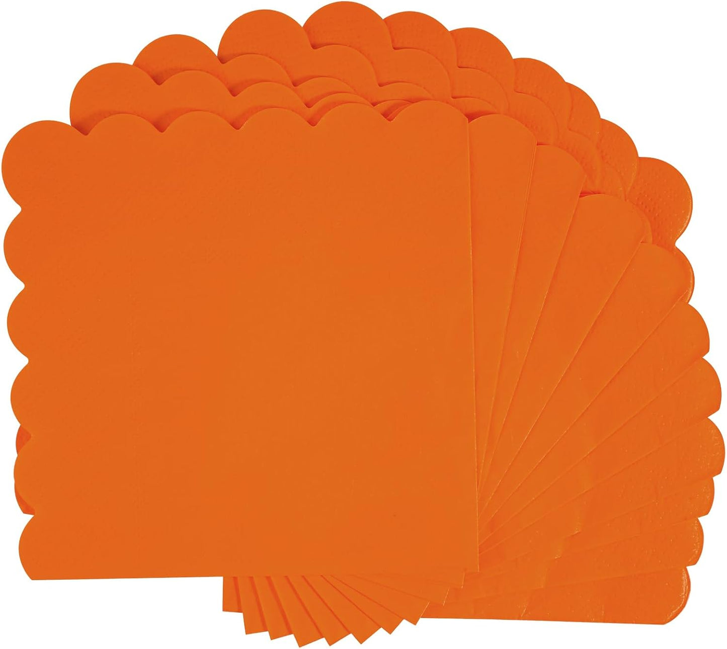100 Pcs Cocktail Napkins, 2-Ply 5 x 5 Inches Disposable Scalloped Napkins, Thick Premium Dessert Napkins for Party, Wedding, Dinner, Birthday, Anniversary, Festival (Orange)