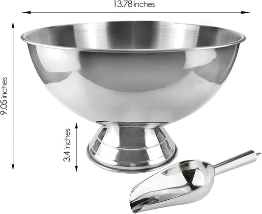 Winsterch 18/8 Stainless Steel Ice Bucket for Parties,Beverage Tub Party Bucket,Banquet Champagne Ice Bucket Big Ice Bucket for Parties,Drink Chiller for Parties, Round,8QT (2 Gallon)