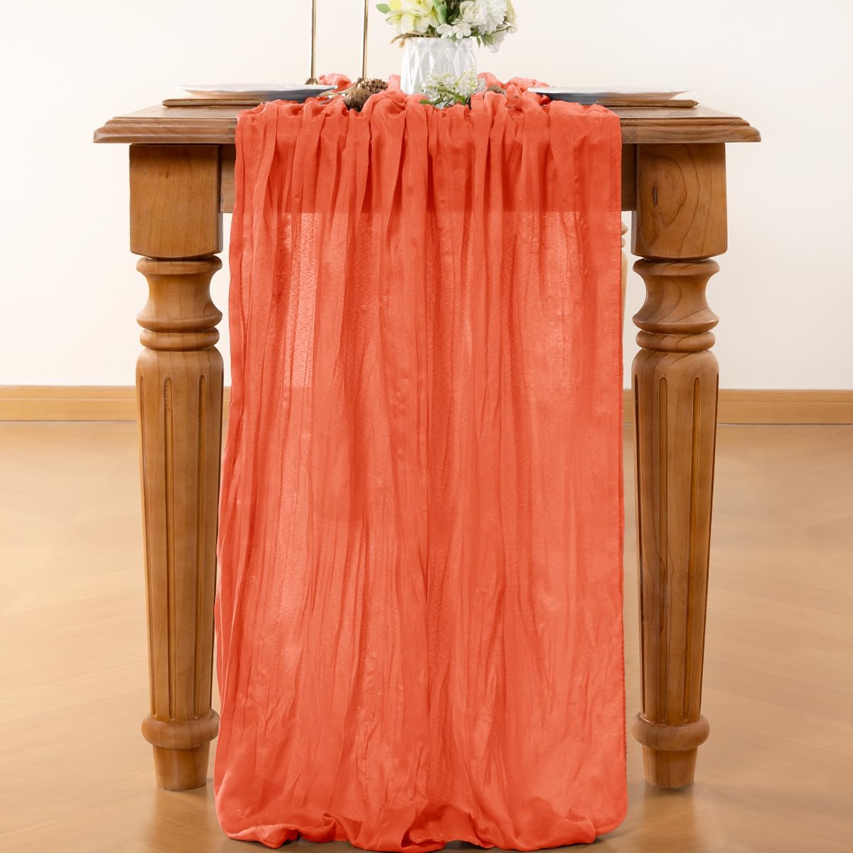 Fall Table Runner Orange Cheesecloth Table Runner 4 Pack 10FT Farmhouse Table Runners 120 Inches Table Decor Thanksgiving Dining Room Centerpiece Wedding Boho Baby Shower Birthday